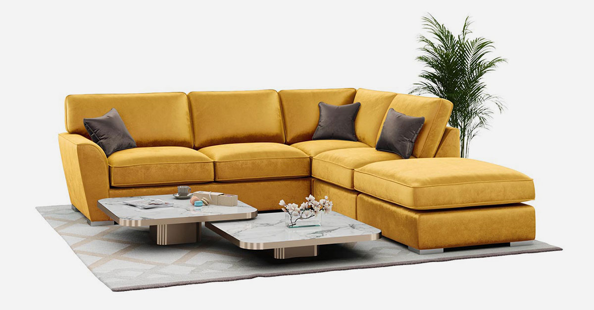 yellow corner sofa bed