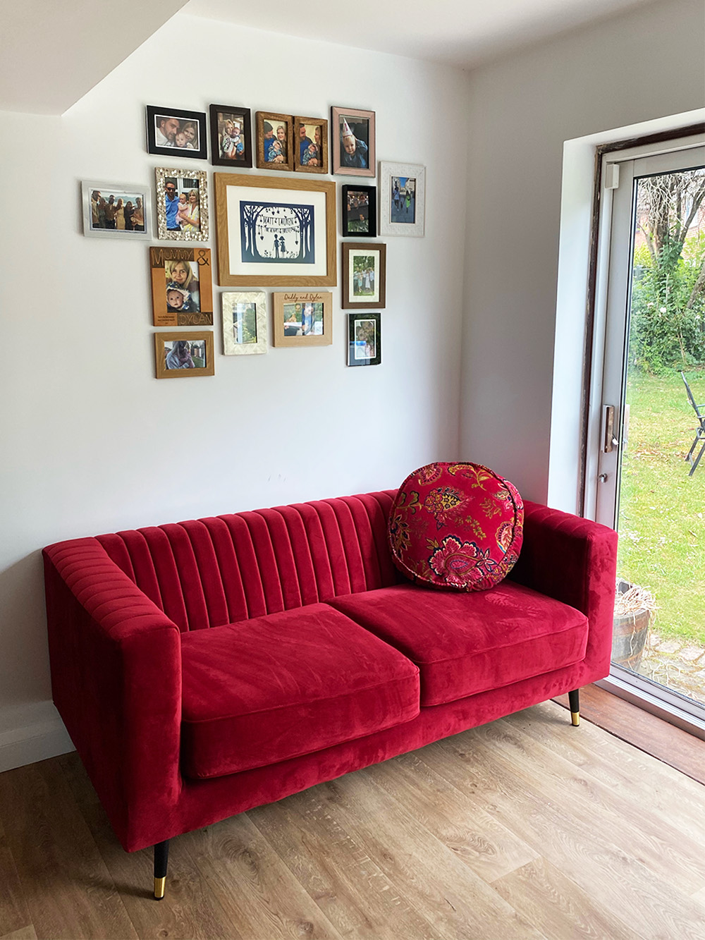 Red Slender sofa in cosy interior