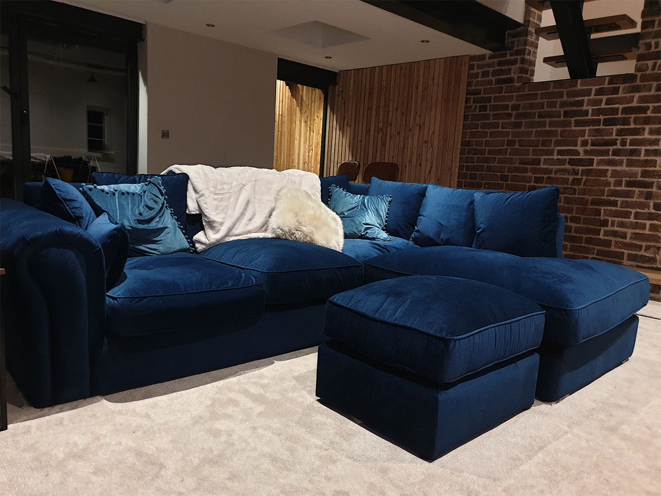 My Picture - Navy blue corner sofa and pouffe Baron SLF24 