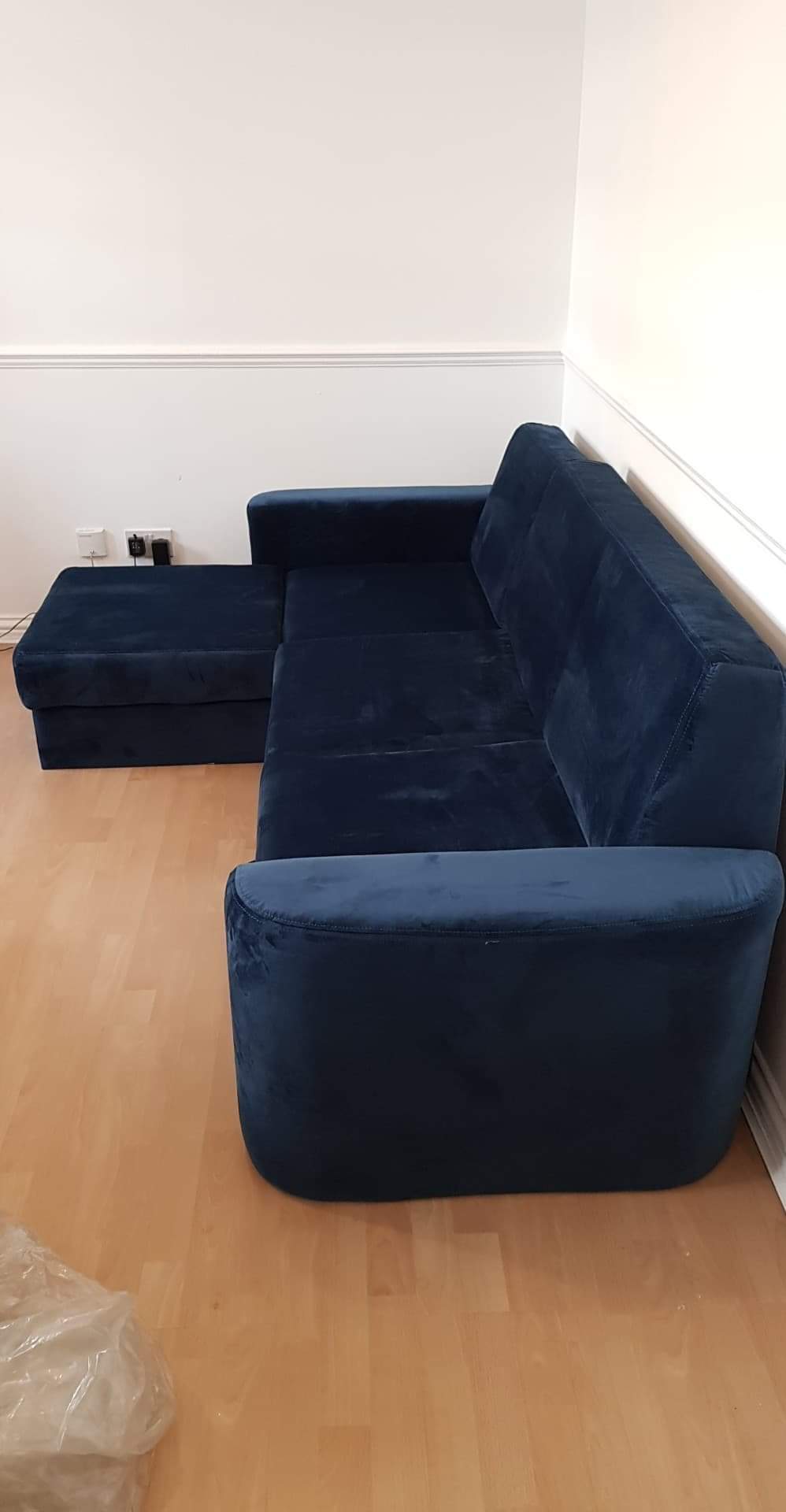 My Picture - Blue velour corner sofa with sleeping 