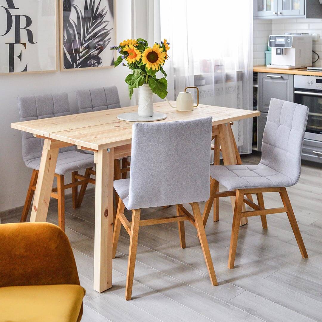 Grey upholstered dining chairs Fafa