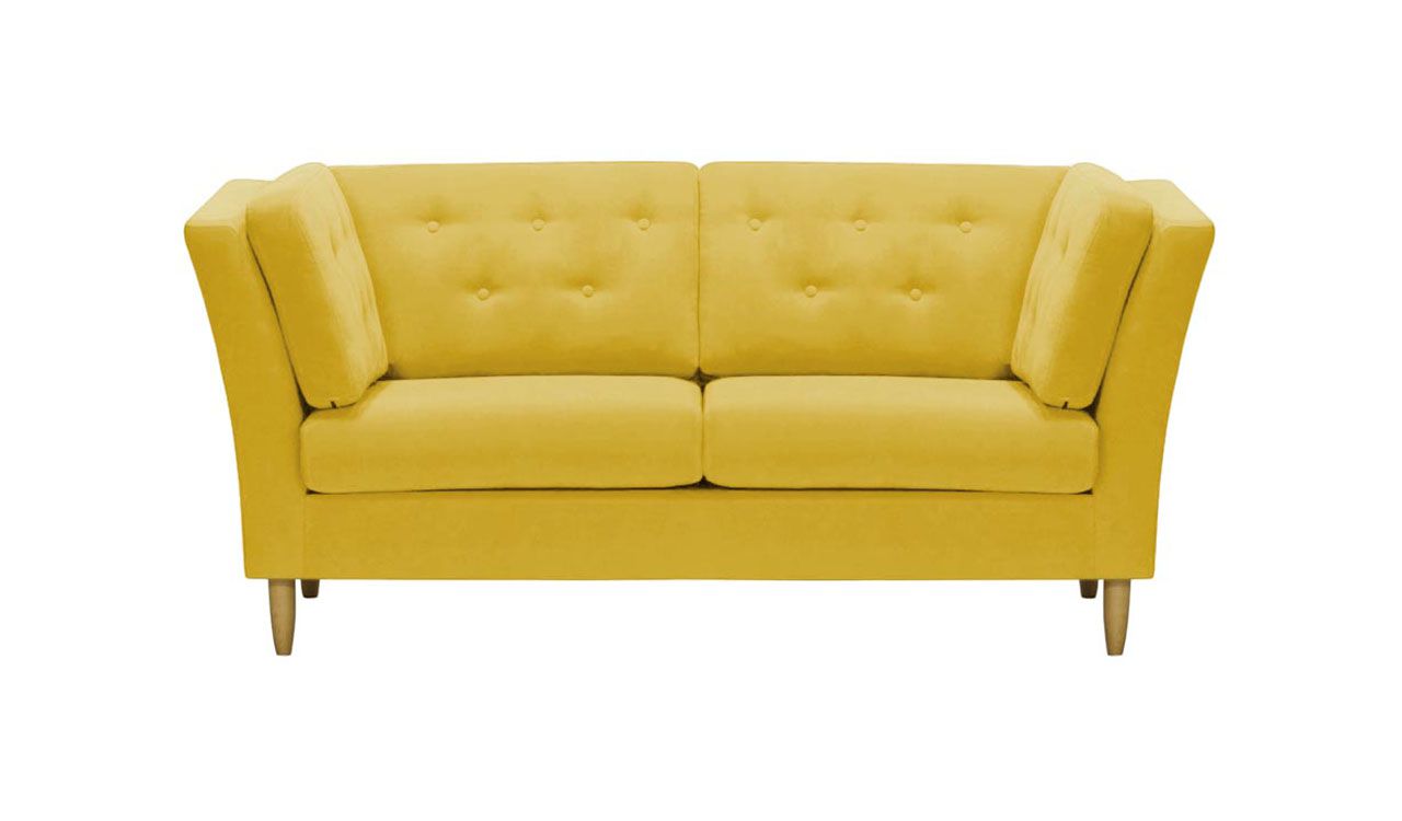 Yellow sofa in your living room. Three ideas for living room in autumn ...